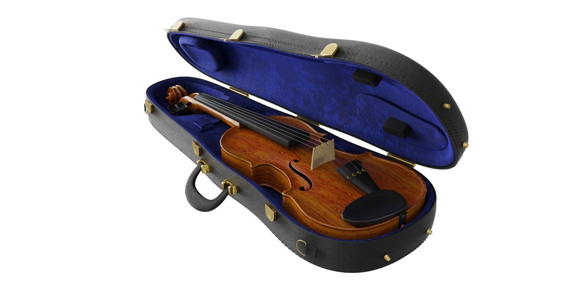 The Violin With Case BLENDER 3D Model Cycles 3D model_1