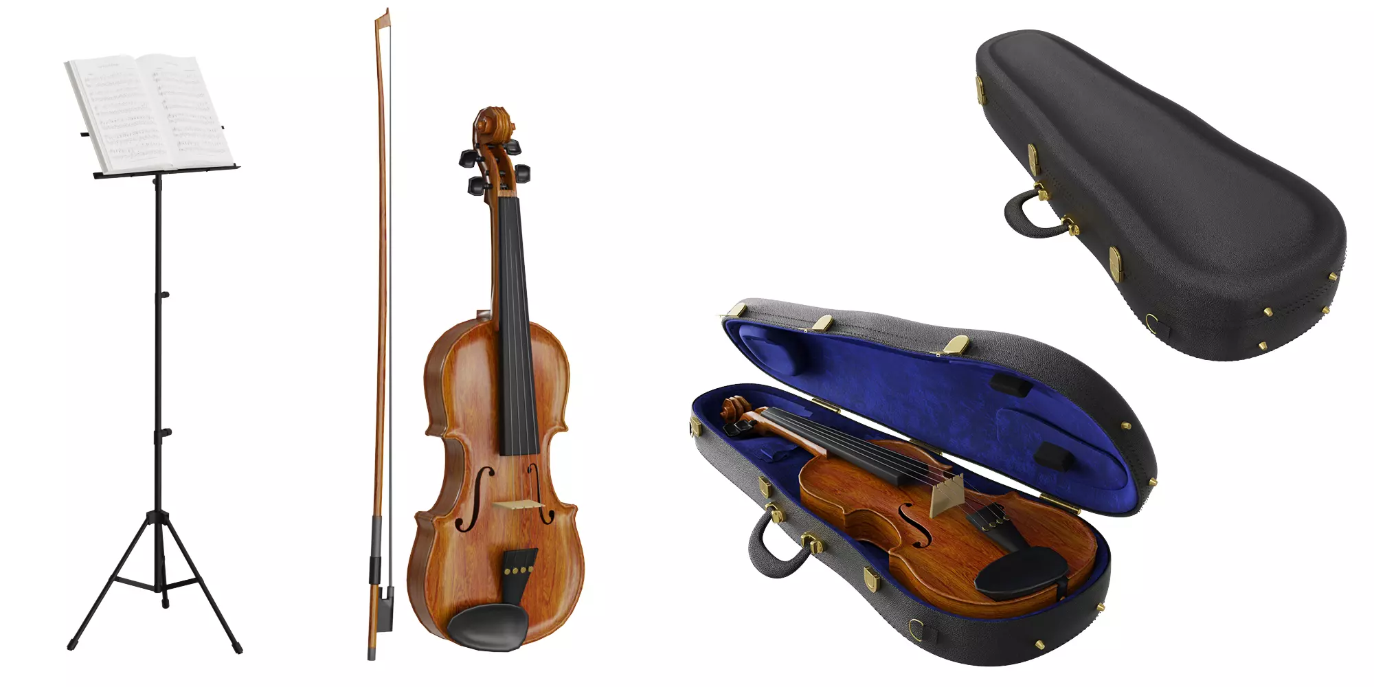 The Violin With Case BLENDER 3D Model Cycles 3D model_0