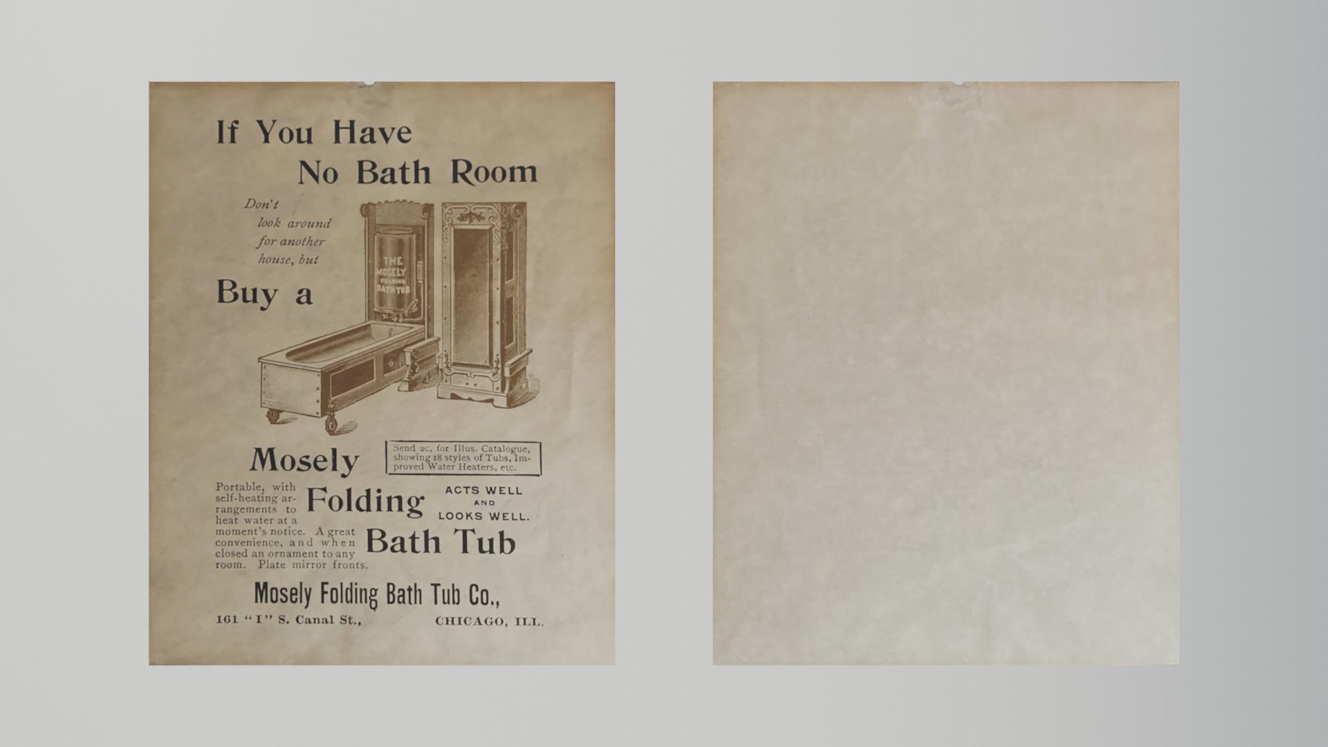 Antique Mosley Folding Bathtub Ad Low-poly 3D model_4