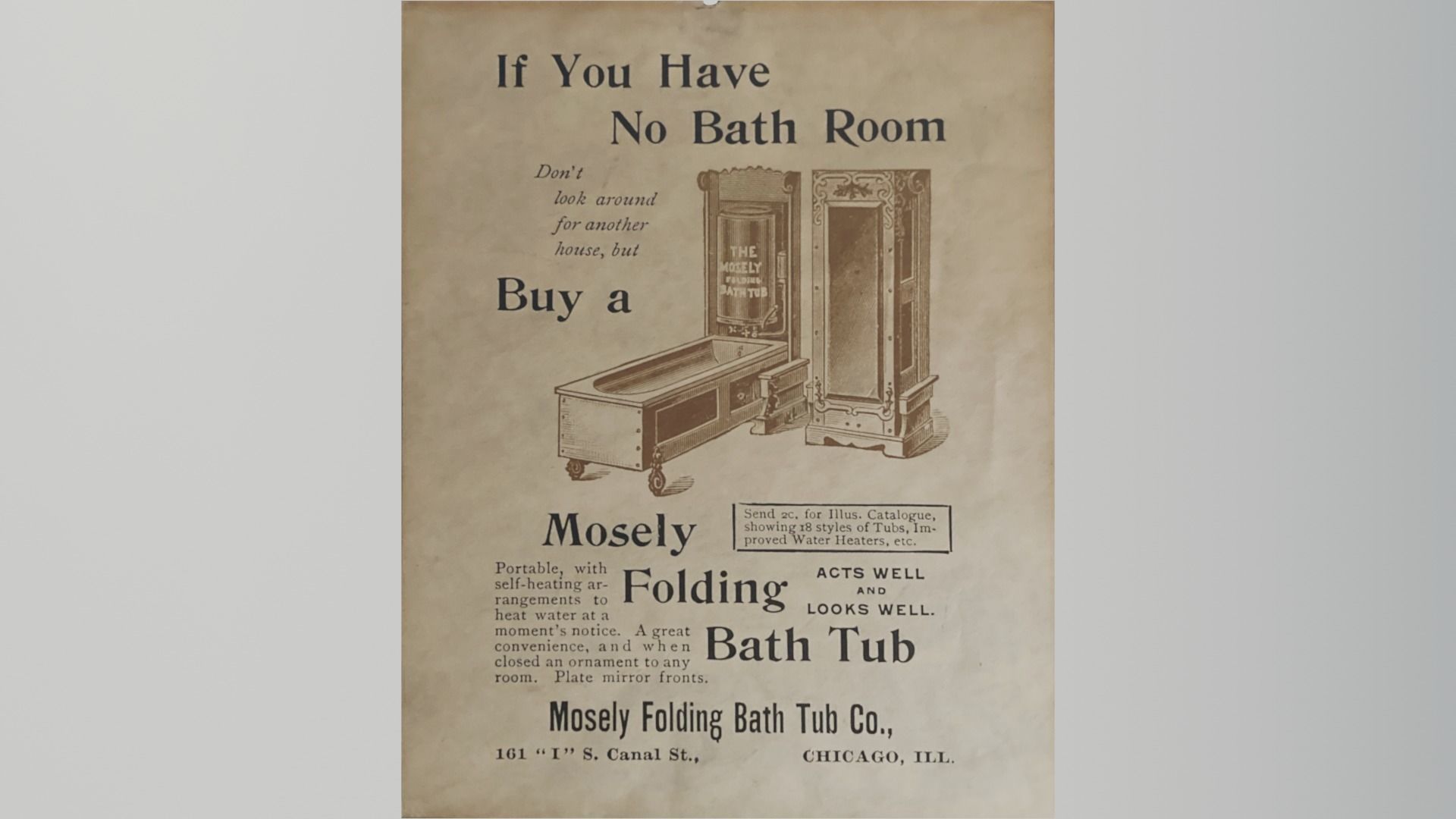 Antique Mosley Folding Bathtub Ad Low-poly 3D model_2