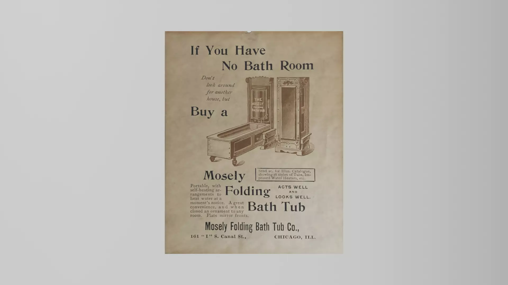 Antique Mosley Folding Bathtub Ad Low-poly 3D model_0