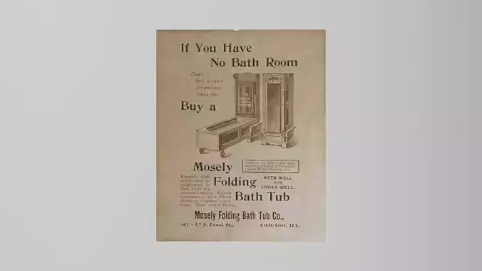 Antique Mosley Folding Bathtub Ad Low-poly 3D model