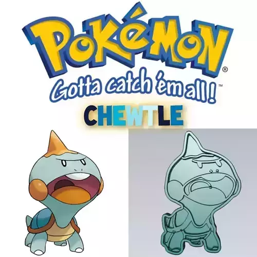Amazing Pokemon Chewtle Cookie Cutter Stamp Cake Decorating  3D model
