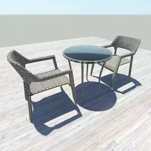 Tan Wicker Table and Chairs