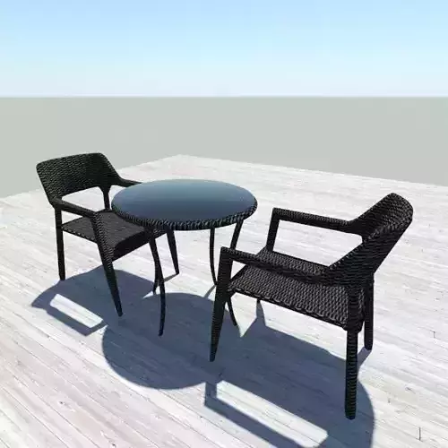 Black Wicker Table and Chairs