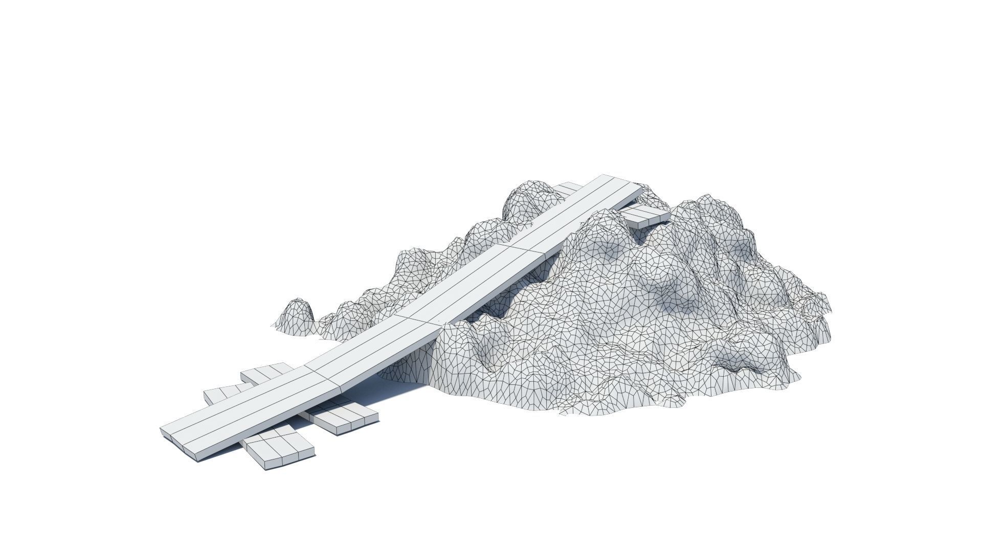 Dunghill with ramp Low-poly 3D model_2