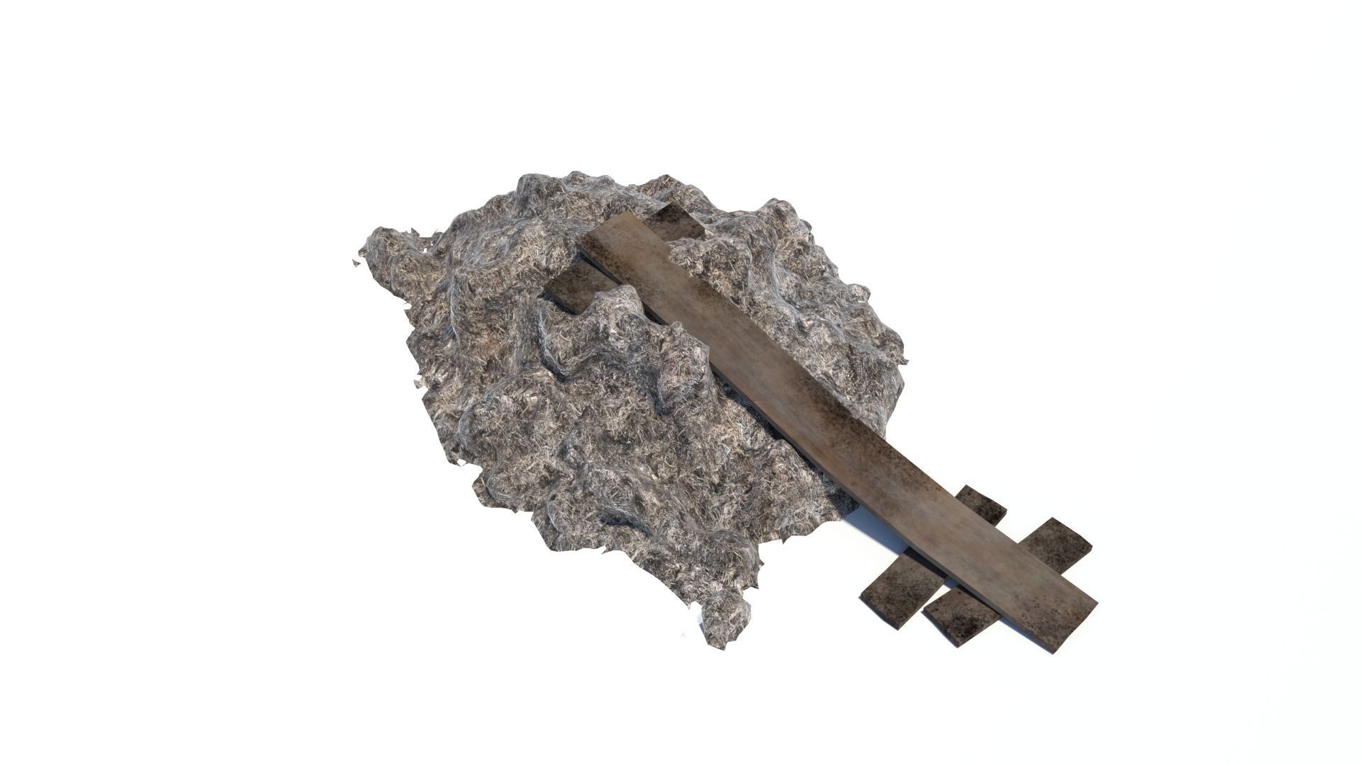 Dunghill with ramp Low-poly 3D model_7