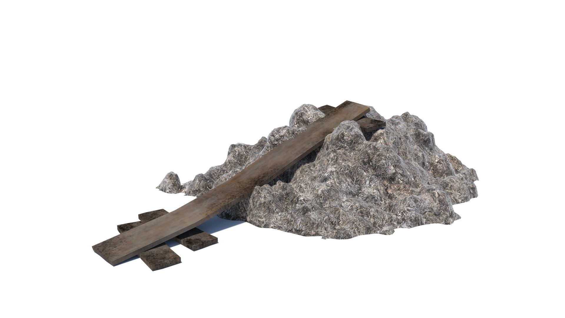 Dunghill with ramp Low-poly 3D model_1