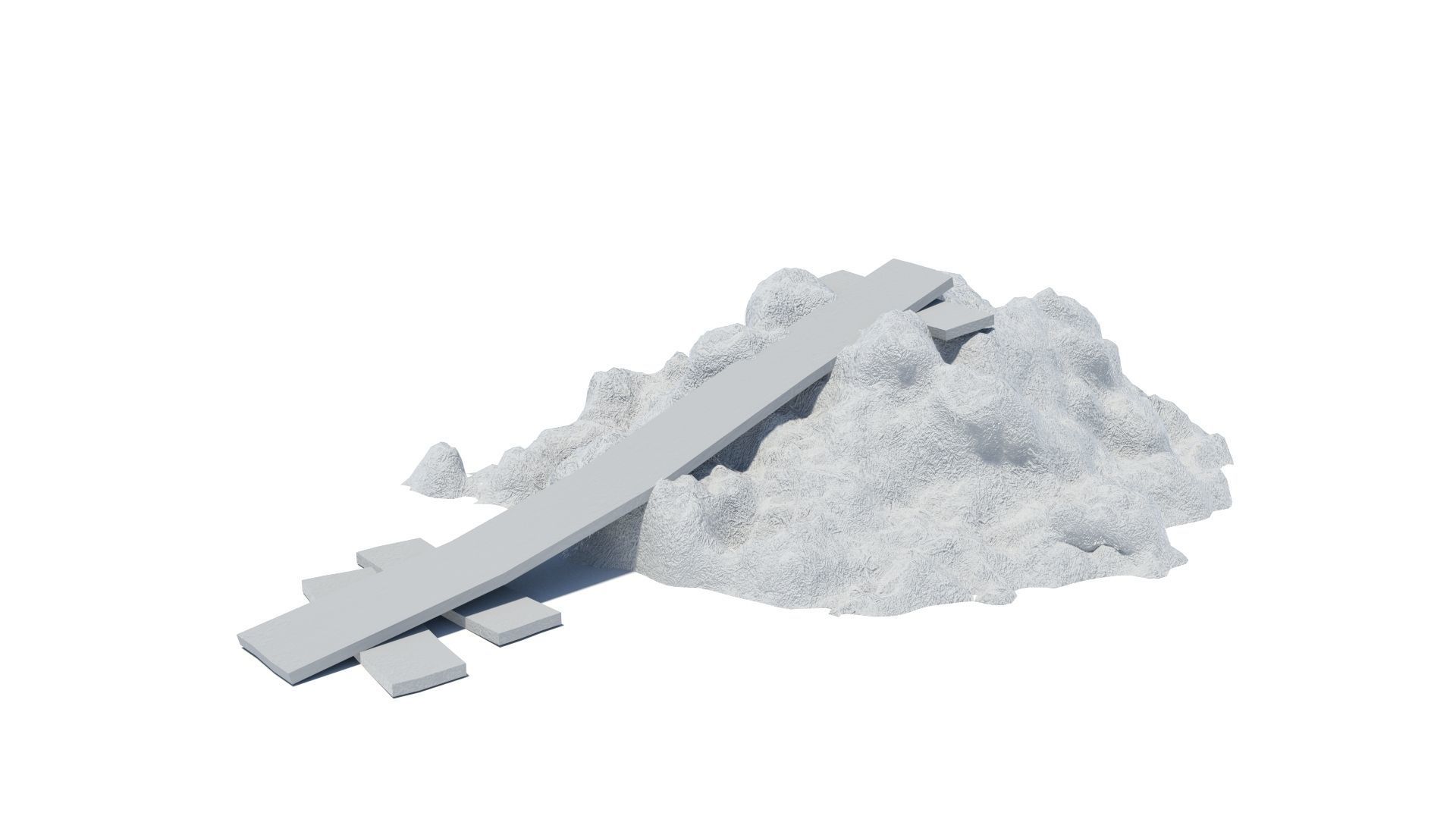 Dunghill with ramp Low-poly 3D model_9