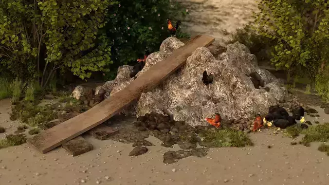 Dunghill with ramp Low-poly 3D model