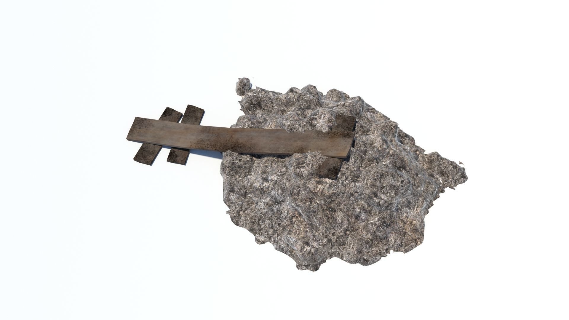 Dunghill with ramp Low-poly 3D model_8