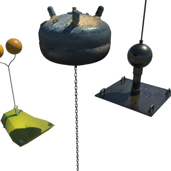 Collection Of 3 Mines - Bombs 3D model_2