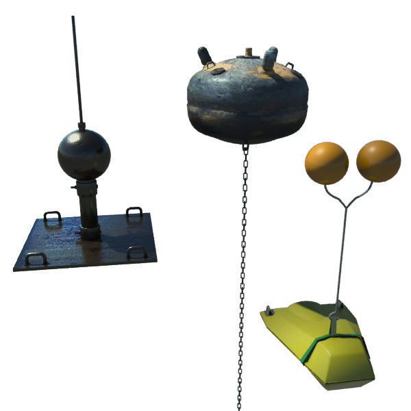 Collection Of 3 Mines - Bombs 3D model_1