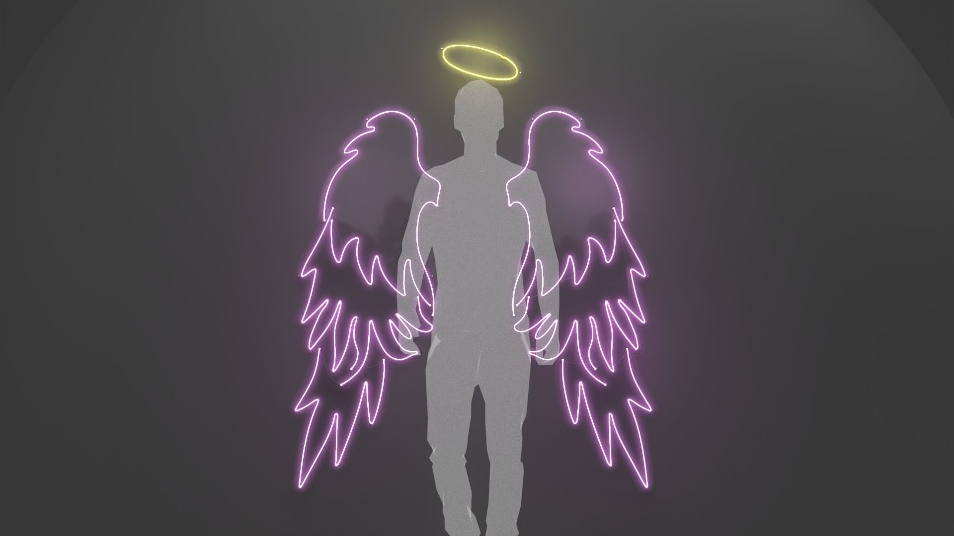 Angel Wings - Neon Sign 3D model_1