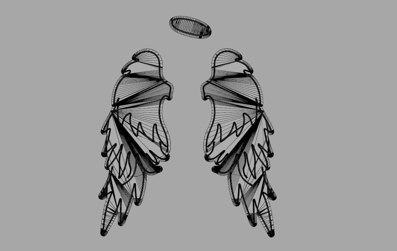 Angel Wings - Neon Sign 3D model_7