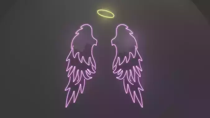 Angel Wings - Neon Sign 3D model