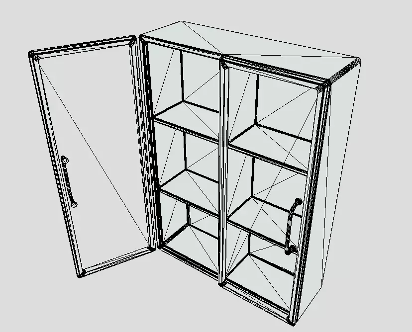 Wall Rack glass rack double door rack hospital home Low-poly 3D model