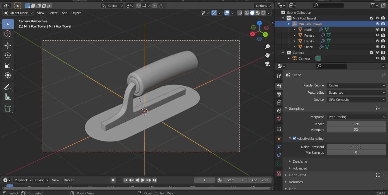 Mini Pool Trowel 3D model_8