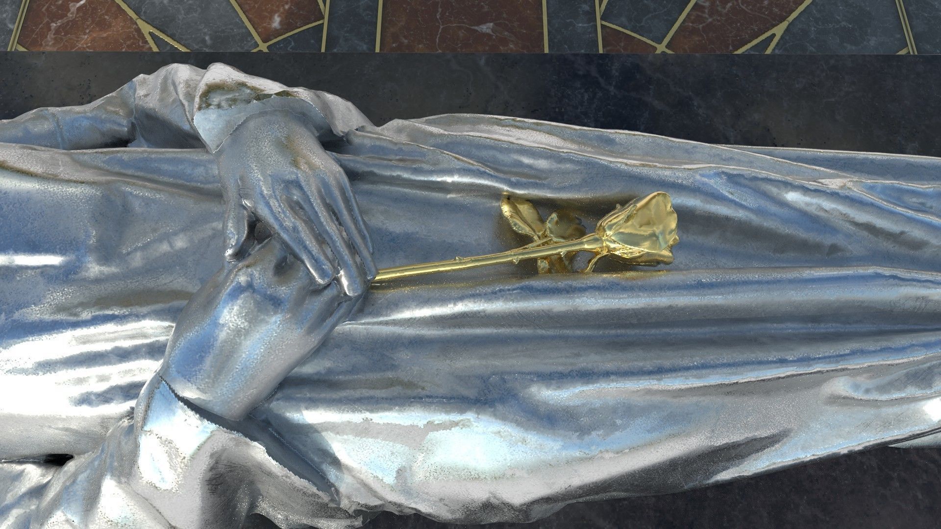 Queen Tomb with silver statue Low-poly 3D model_7