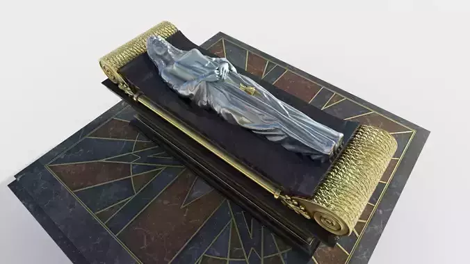 Queen Tomb with silver statue Low-poly 3D model