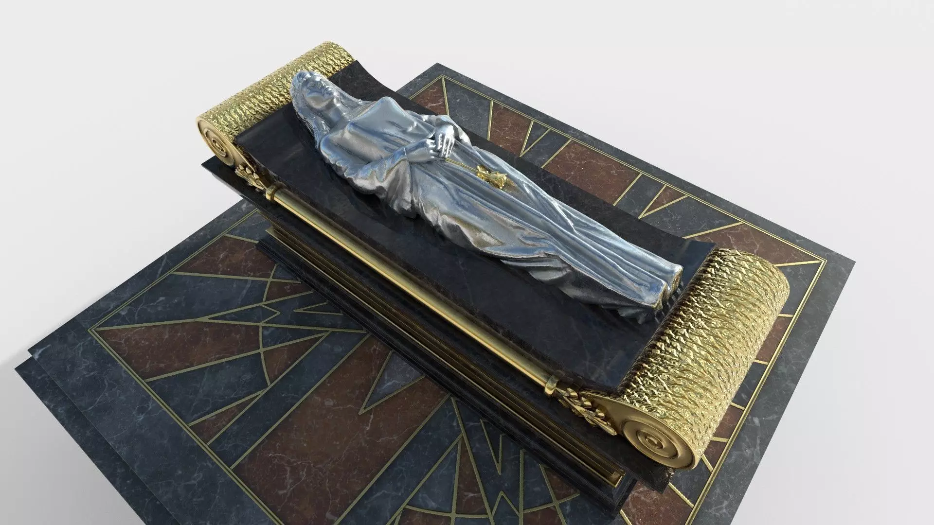 Queen Tomb with silver statue Low-poly 3D model_0