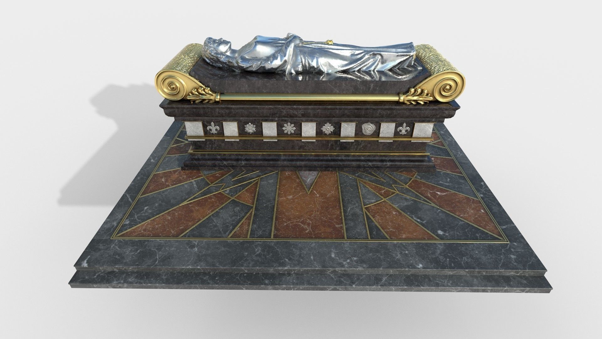 Queen Tomb with silver statue Low-poly 3D model_1