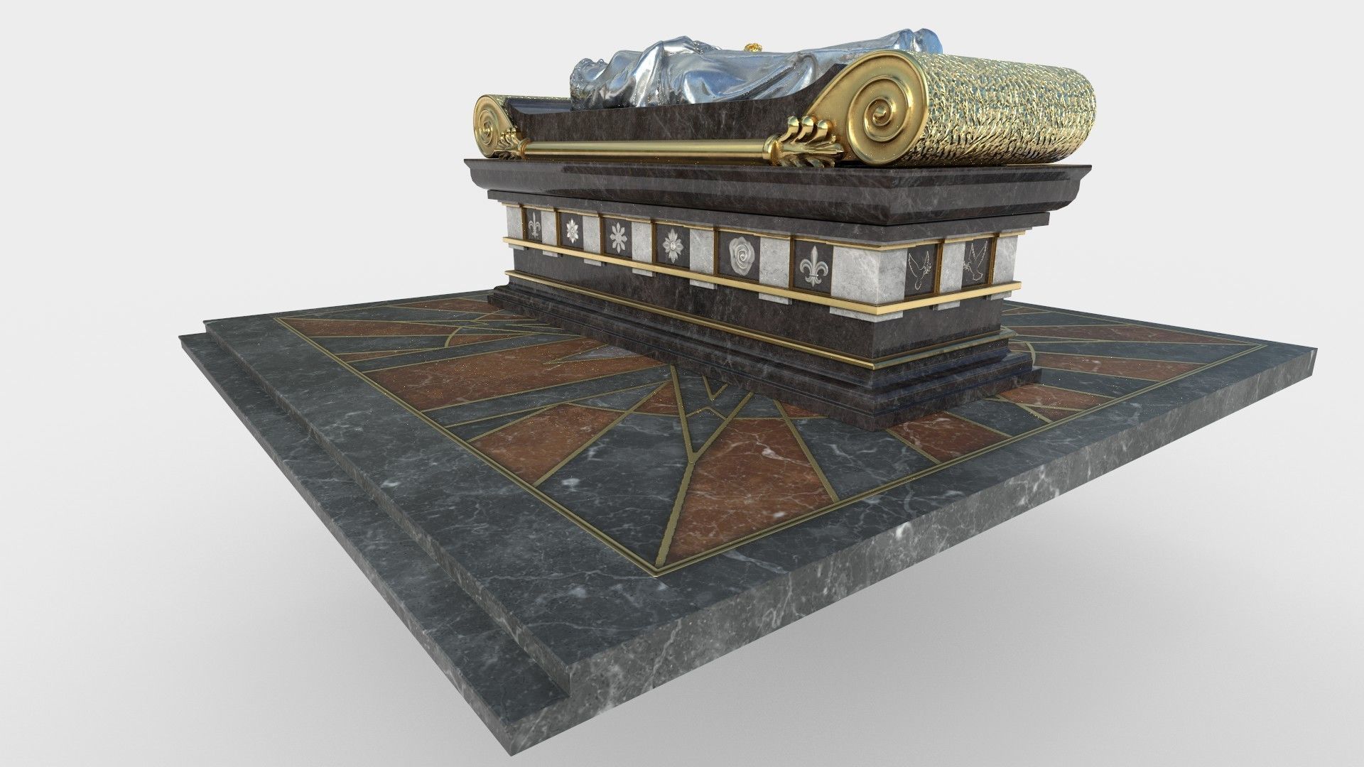 Queen Tomb with silver statue Low-poly 3D model_2