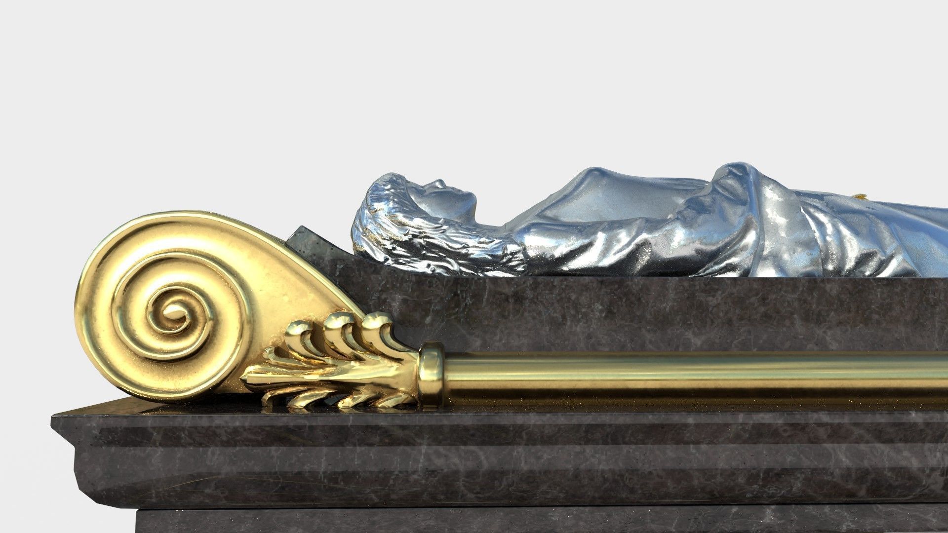 Queen Tomb with silver statue Low-poly 3D model_4