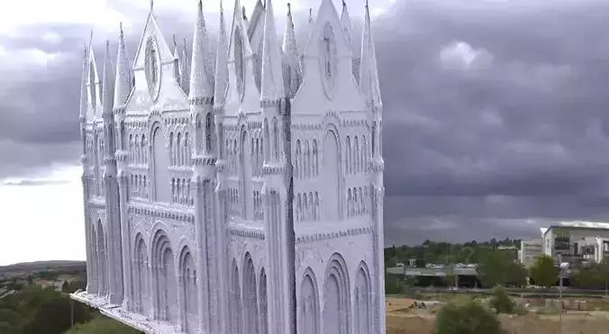 Paris Cathedral tower base 3 3D