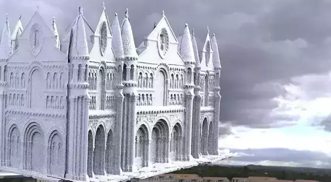 Paris Cathedral tower base 4 3D