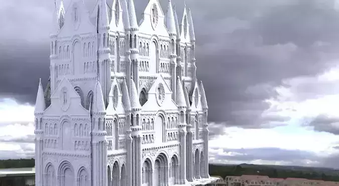 Paris Cathedral architecture big 3D