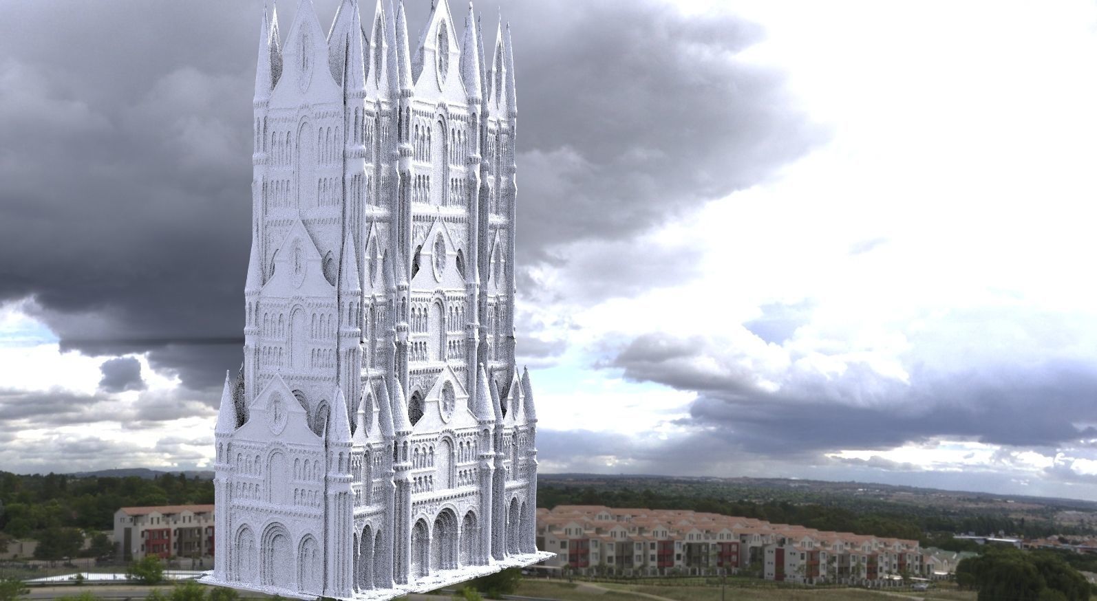 Paris Cathedral architecture fantasy version 3D model_1
