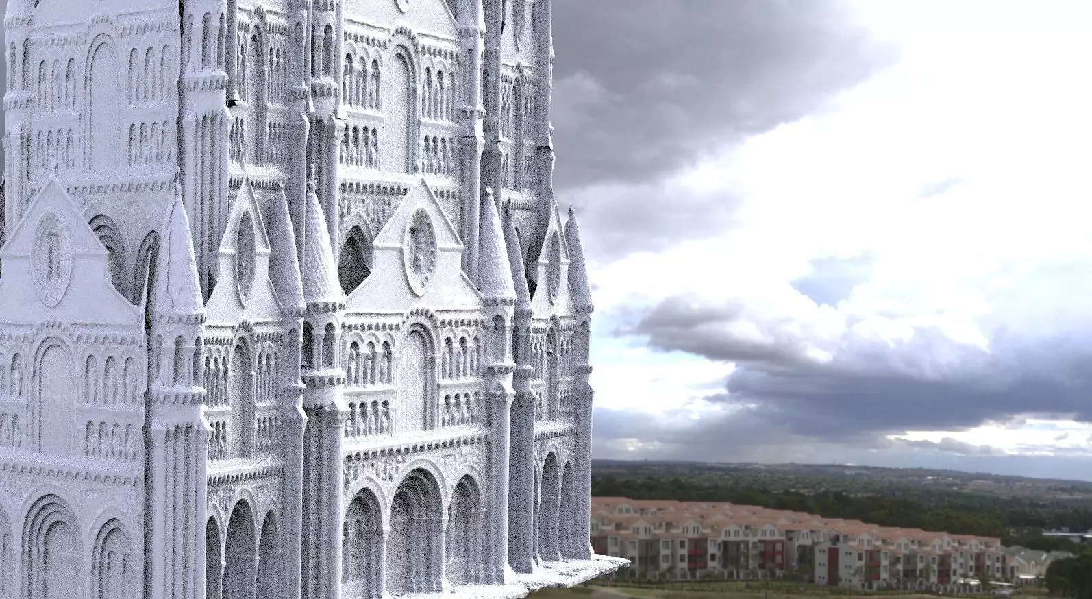 Paris Cathedral architecture fantasy version 3D model_0
