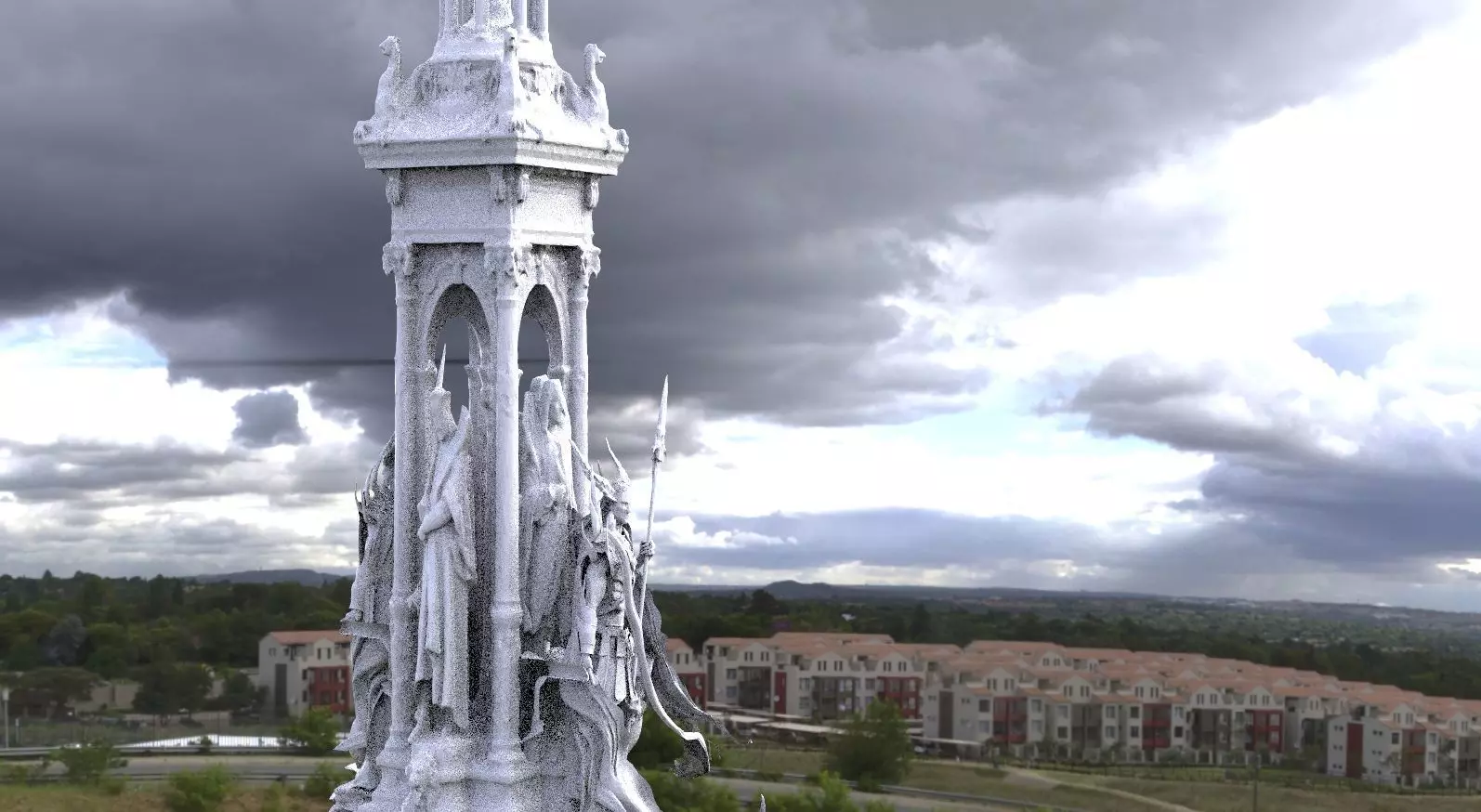 Baroque fountain angel statue 2 3D model_0