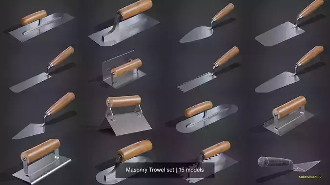 Masonry Trowel set 3D Model Collection