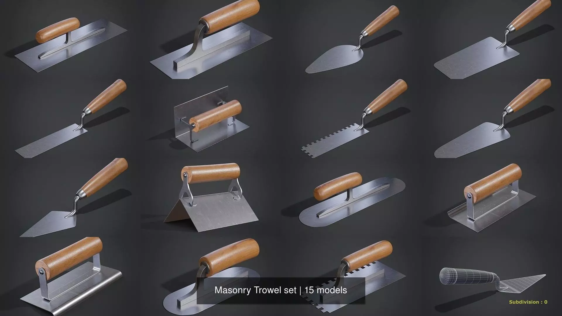 Masonry Trowel set 3D Model Collection_0