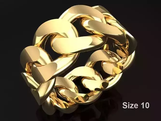 Chain ring - Miami Cuban ring - Link ring - Size 10 3D print model Chain ring - Miami Cuban ring - Link ring - Size 10 3D print model