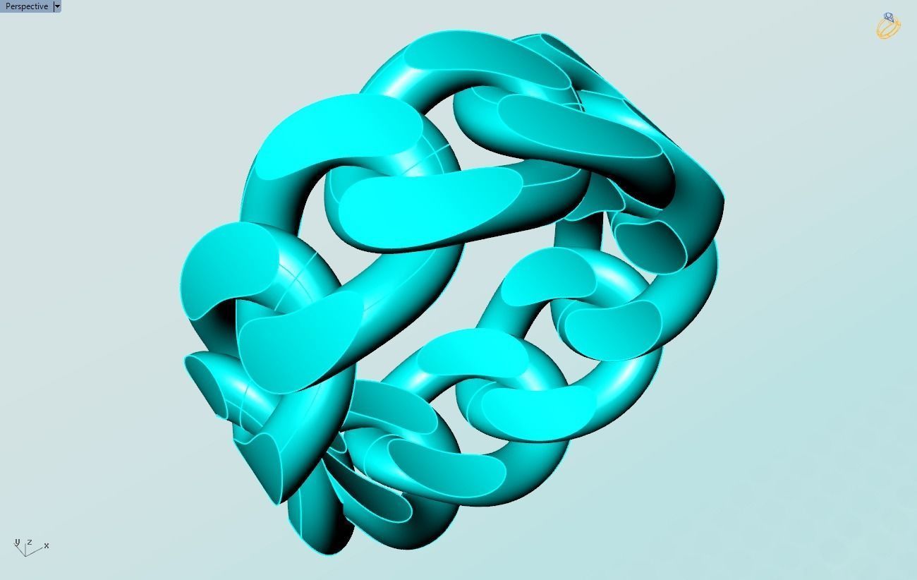 Chain ring - Miami Cuban ring - Link ring - Size 10 3D print model_12