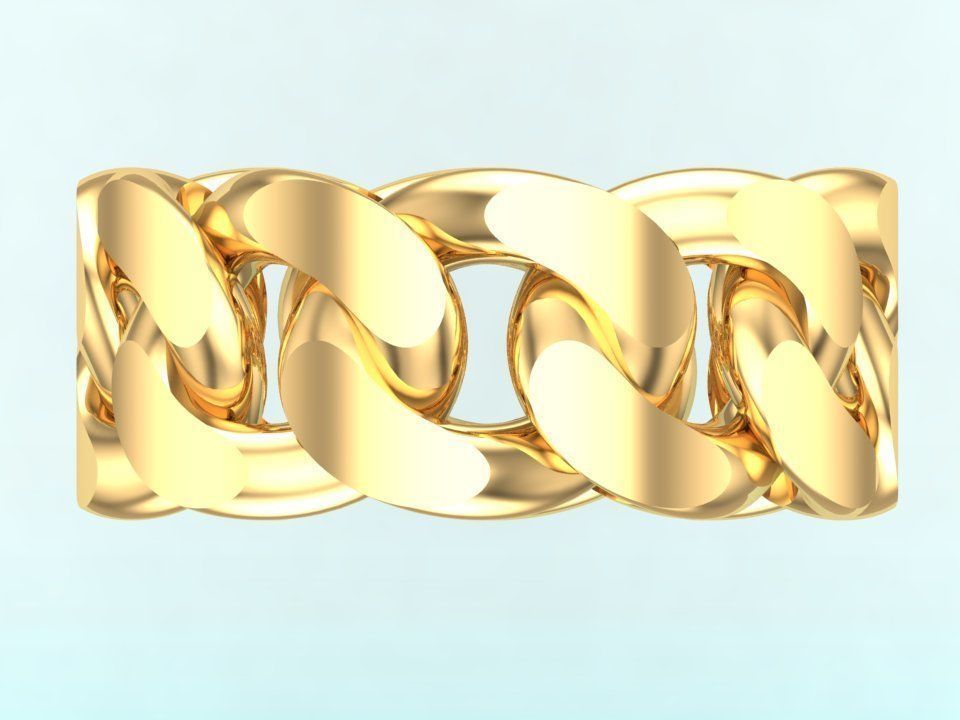Chain ring - Miami Cuban ring - Link ring - Size 10 3D print model_9