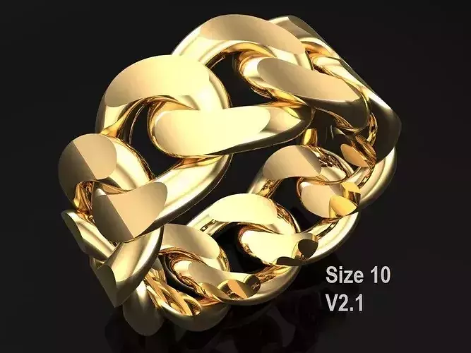 Chain ring - Miami Cuban ring - Link ring - Size 10 - V21