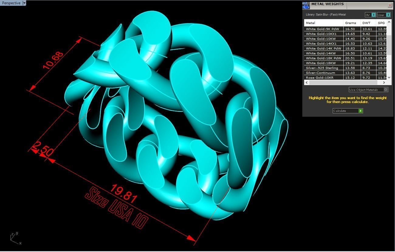 Chain ring - Miami Cuban ring - Link ring - Size 10 3D print model_6