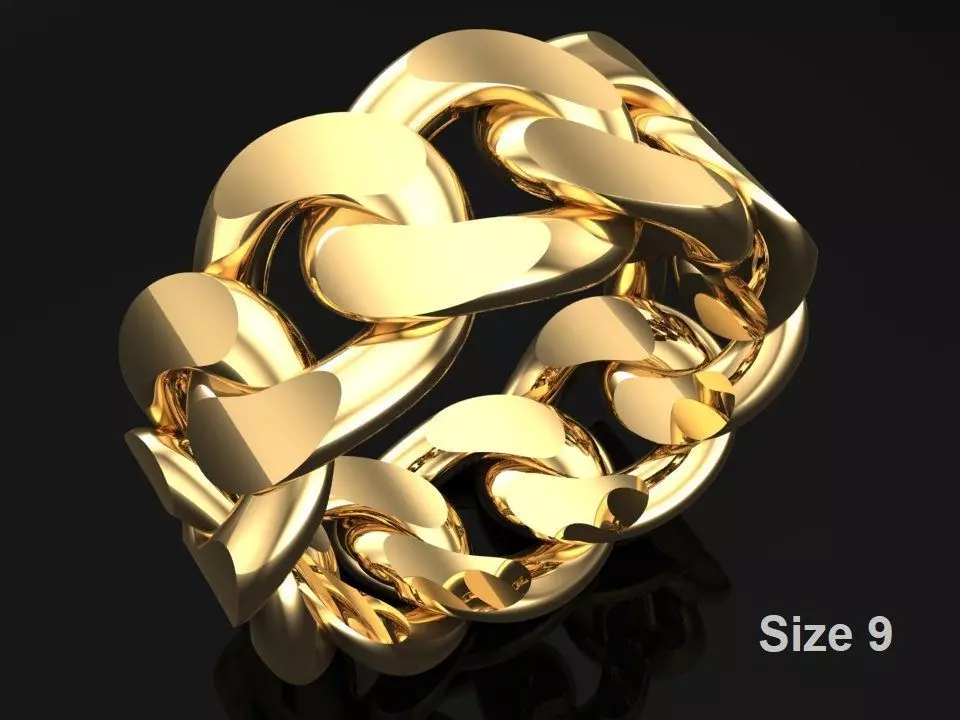 Chain ring - Miami Cuban ring - Link ring - Size 09 3D print model_0