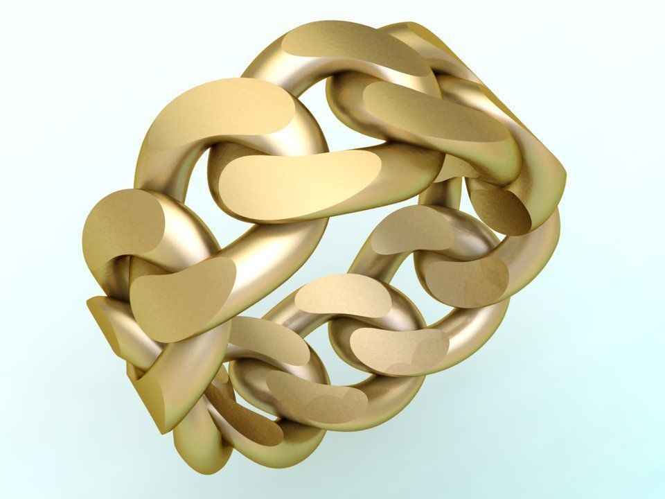 Chain ring - Miami Cuban ring - Link ring - Size 09 3D print model_2