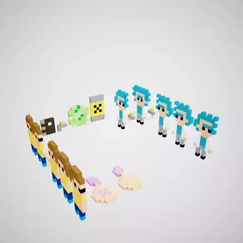 Rick And Morty Voxel Pack 3D model