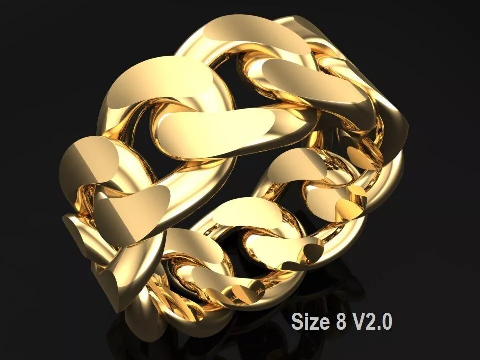 Chain ring - Miami Cuban ring - Link ring - Size 8 3D print model