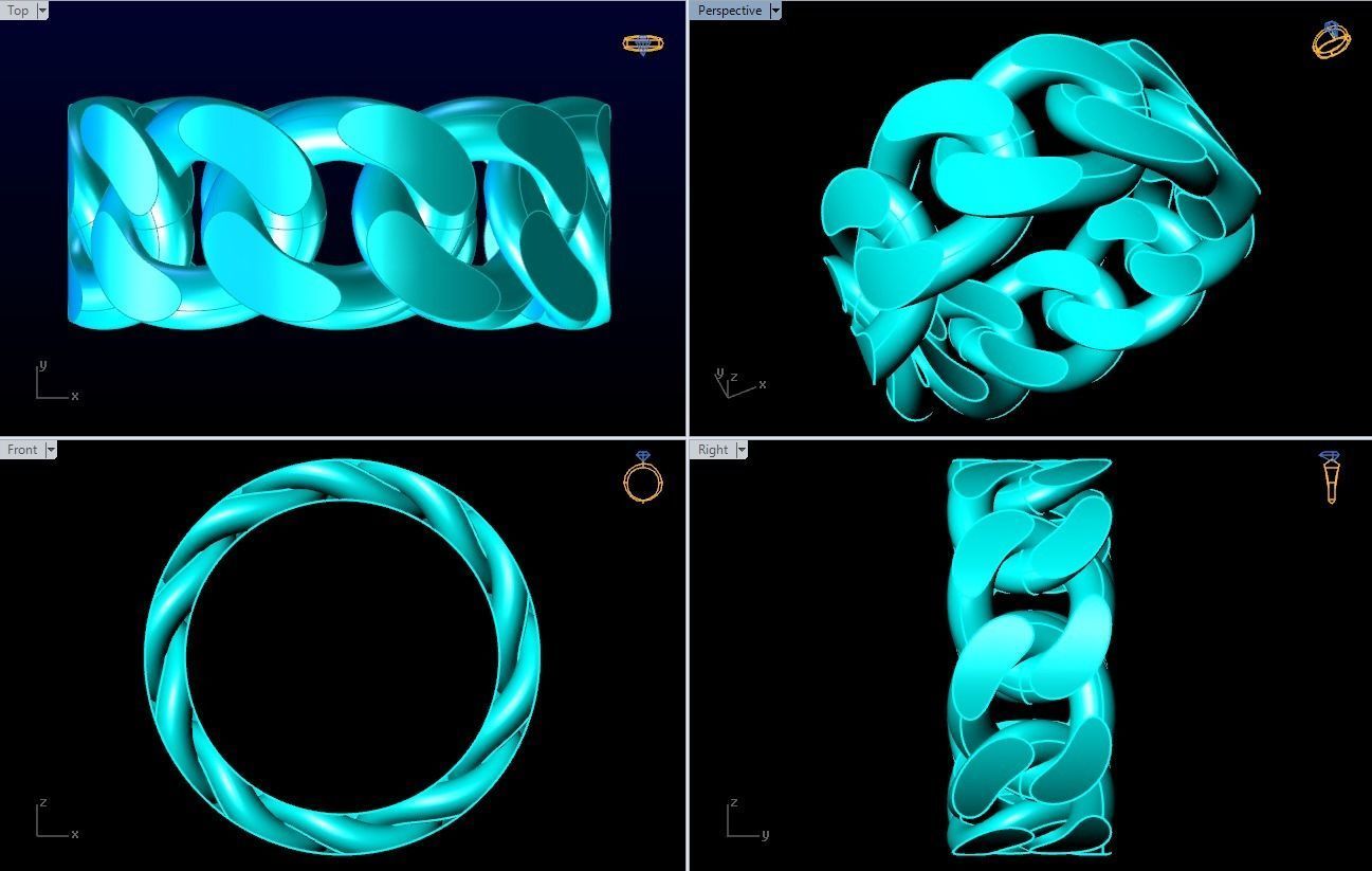 Chain ring - Miami Cuban ring - Link ring - Size 08 3D print model_5