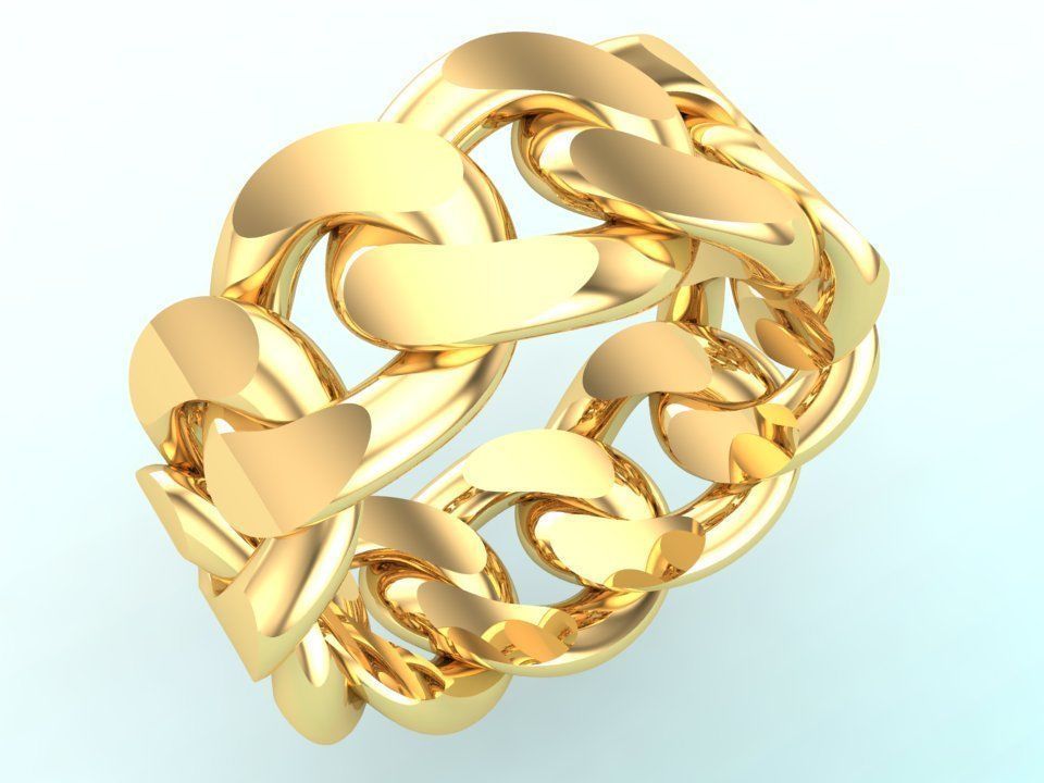 Chain ring - Miami Cuban ring - Link ring - Size 08 3D print model_1