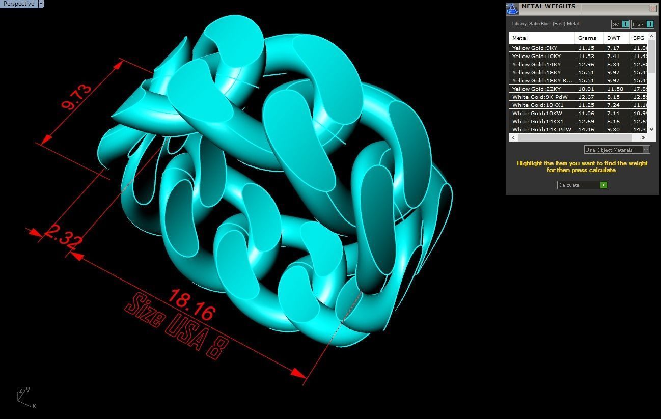 Chain ring - Miami Cuban ring - Link ring - Size 08 3D print model_6
