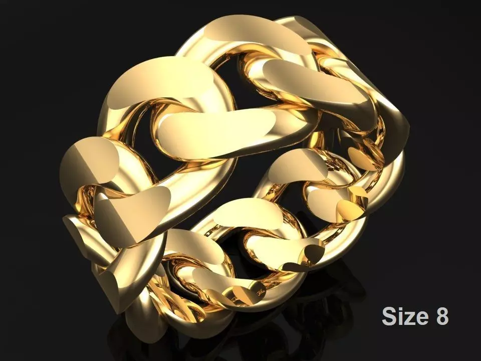Chain ring - Miami Cuban ring - Link ring - Size 08 3D print model_0