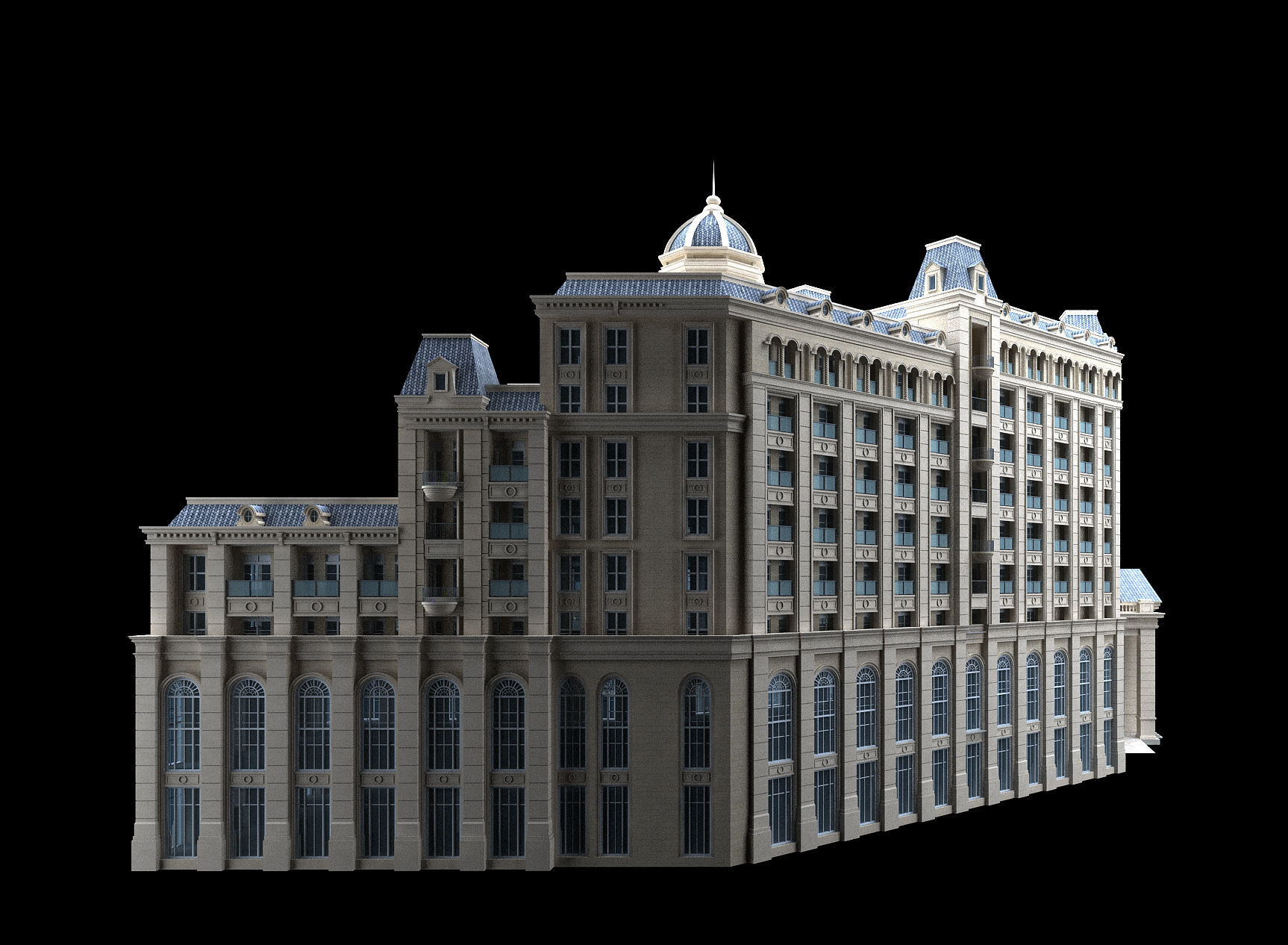hotel building 3D model_3